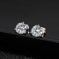 Knobspin D VVS1 Round Moissanite Earring 3 Prongs Setting Classic Trendy Women Man Fine Jewelry GRA Certified 925 Sliver Earring