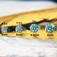 Green Moissanite Earring 4 Prongs Classic Trendy Lab Grown Diamond with GRA Certified 925 Sliver Earrings for Women Man