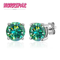 Green Moissanite Earring 4 Prongs Classic Trendy Lab Grown Diamond with GRA Certified 925 Sliver Earrings for Women Man