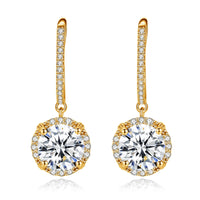 8MM Round Cut Moissanite Drop Earrings Gold D Color VVS1 Wedding Jewelry With Certificate Trendy Luxury Designer Earings 2024