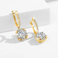 8MM Round Cut Moissanite Drop Earrings Gold D Color VVS1 Wedding Jewelry With Certificate Trendy Luxury Designer Earings 2024