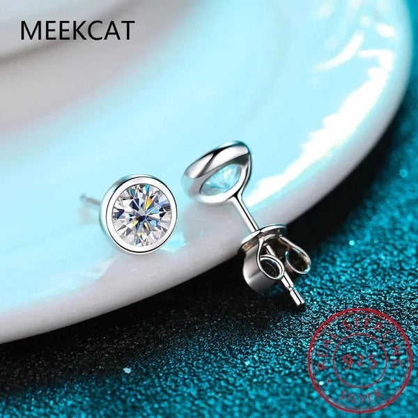 Real 3ctw. D Color Moissanite Jewelry Set 925 Silver 18k Gold Plated Pendant Necklace Stud Earrings Set for Women Men Gift