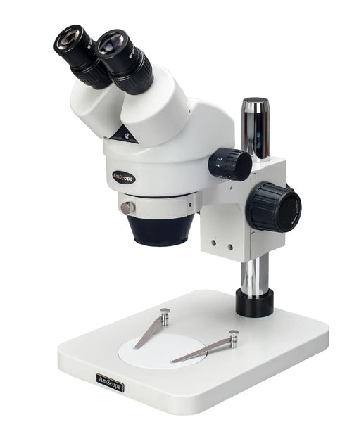 AmScope 7X-45X Zoom Binocular Stereo Microscope with Table Pillar Stand - Special Offer