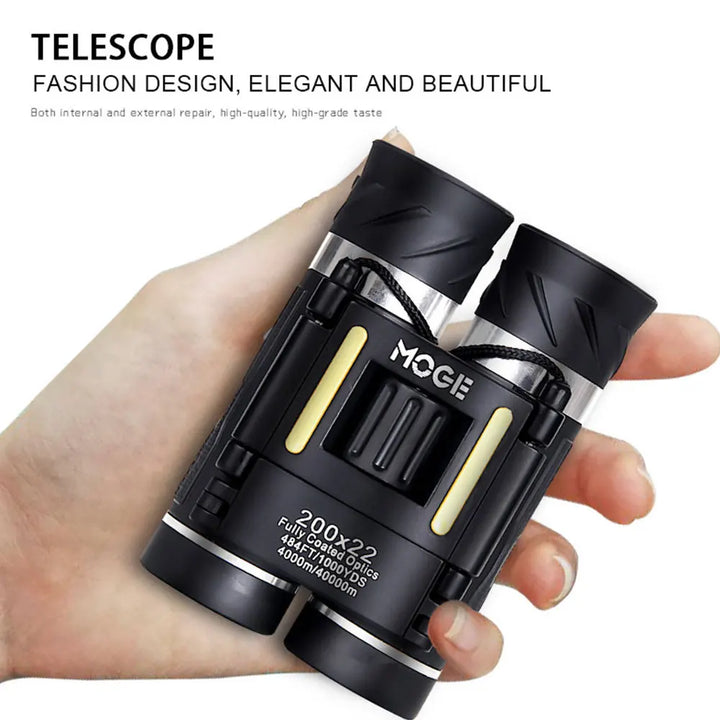 Mini Binoculars - Professional 200X22 Long Range Zoom Telescope with HD Recording for Camping, Hunting, and Concerts
