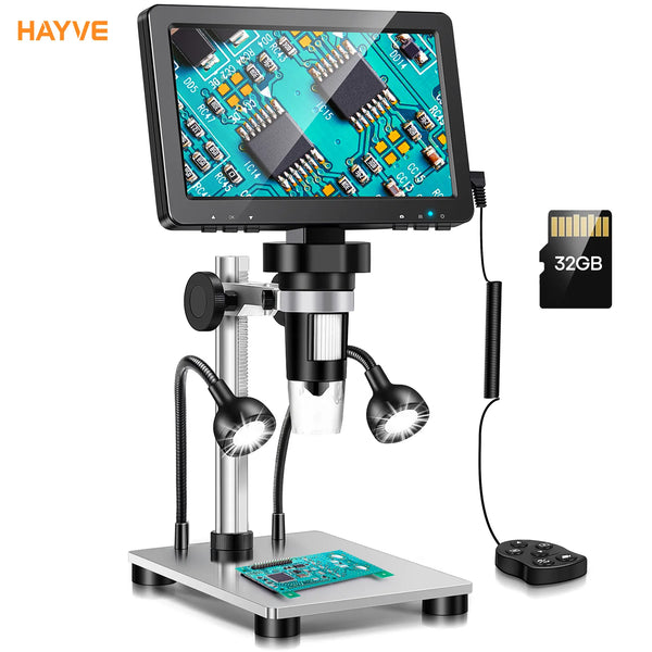LCD Digital Microscope 1000x HD with Screen, Stand, Camera for Coins, Children, and Biological Microscopy - with Photo & Video Recording
